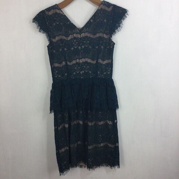 Maeve Anthropologie Womens Elsa Lace Peplum Cap Sleeve Dress Teal Blue Size XS - Picture 4 of 11